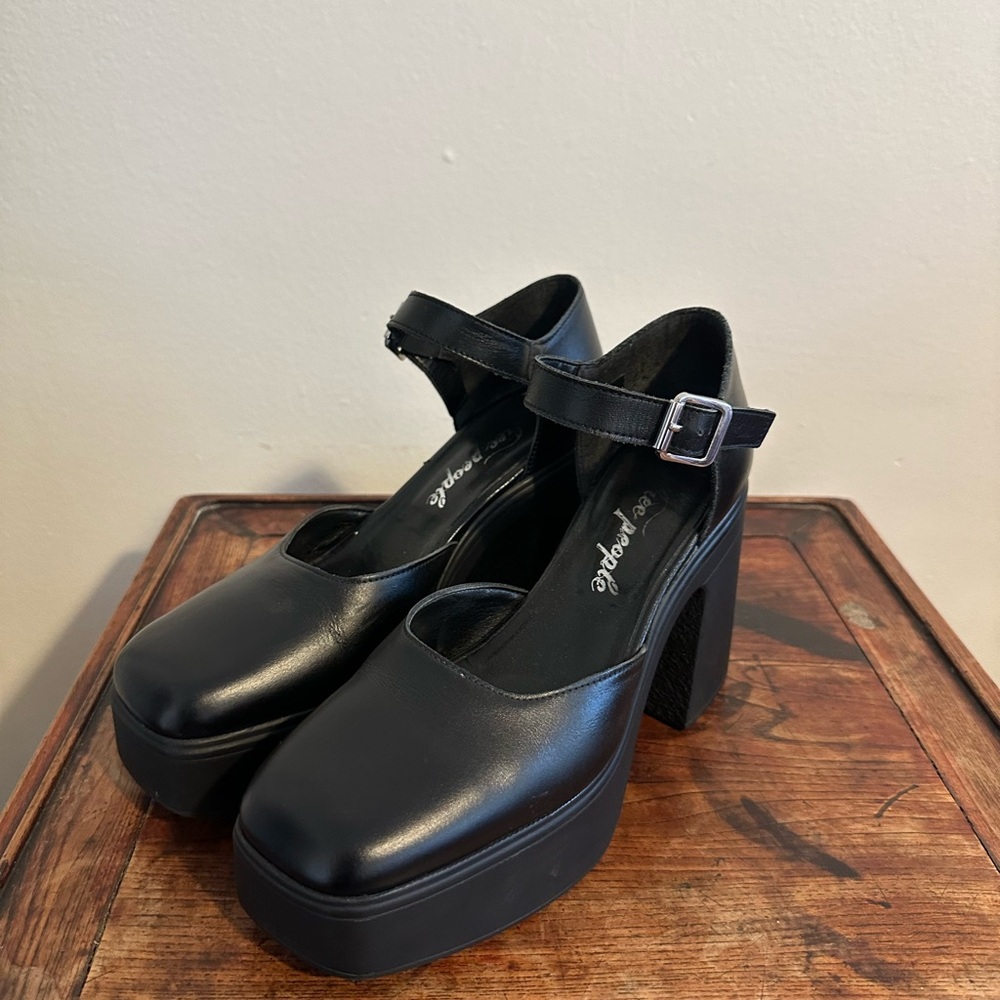 Free People Black Platform Mary Janes